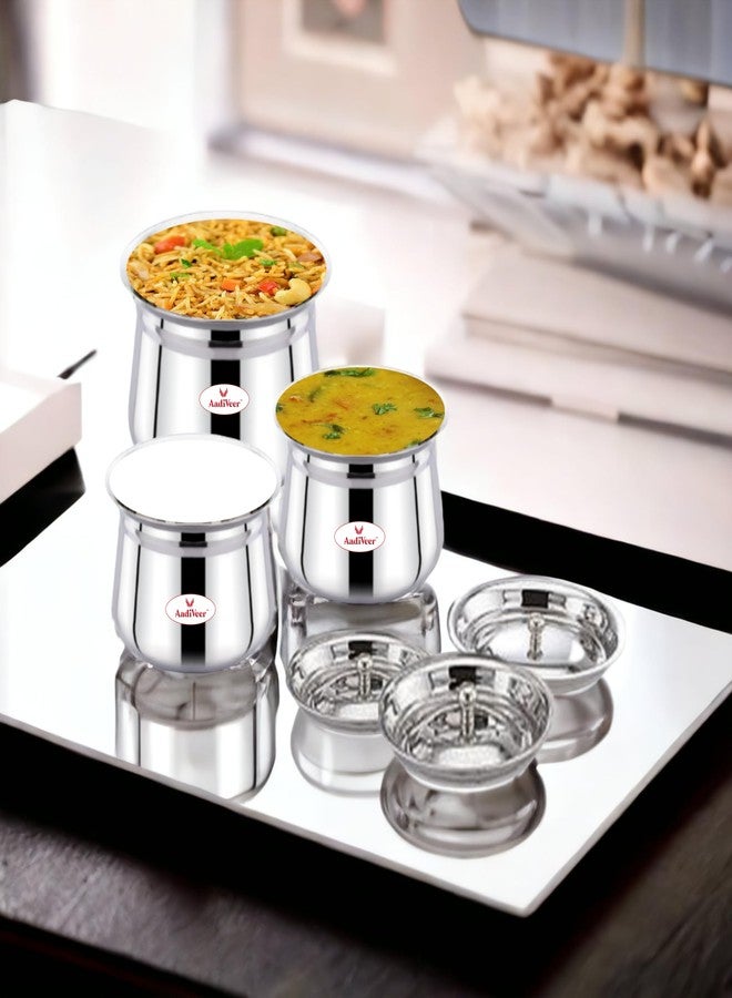 AadiVeer 1350ml Stainless Steel Handi | Steel Pot | Milk Pot | Dahi Handi with Lid & Knob, Dia - 13cm, Heavy Guage High Polished, Silver - Image 4